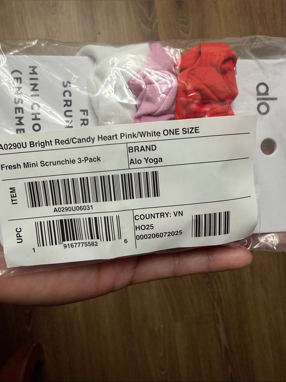 ALO Yoga Red, Pink & White Mini Scrunchie 3-Pack